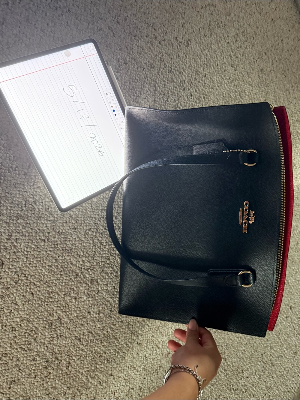 Coach Black Tote with Red Interior and Gold Hardware - Picture 4 of 4